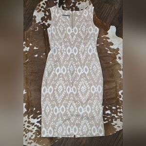 Anne Klein Strapless Dress in Beige and White